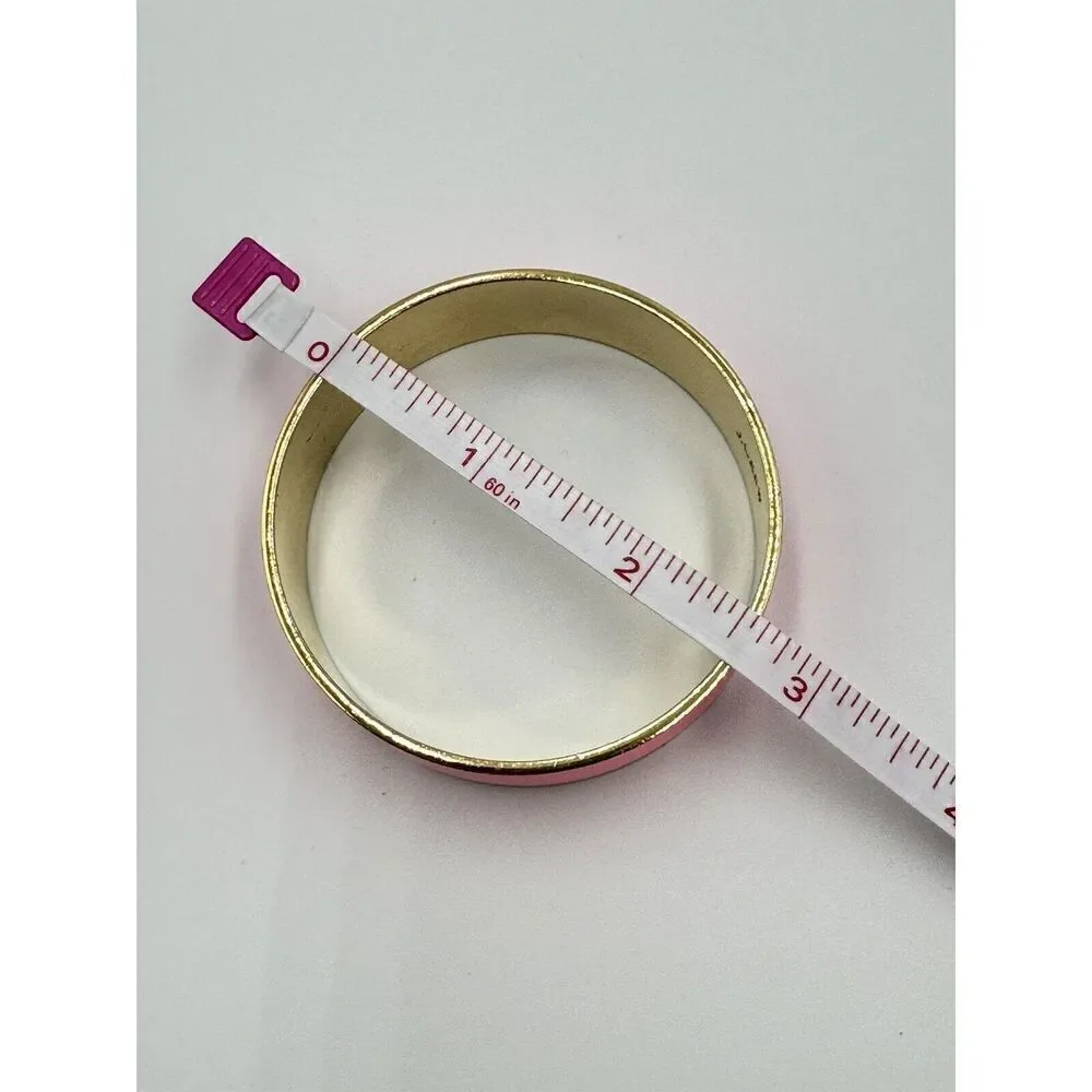 J Crew Hot Pink Gold Tone 3/4” Wide Enamel Bangle Bracelet Retired 80s Neon GenX
